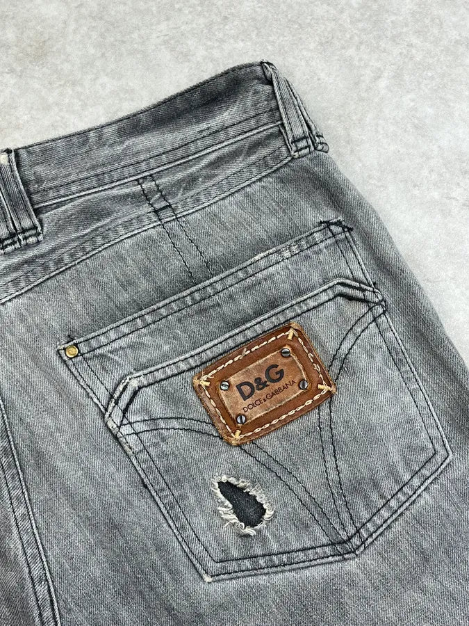 2000s Dolce & Gabbana Grey Light Distressed Denim Jeans oTQrtoM 10
