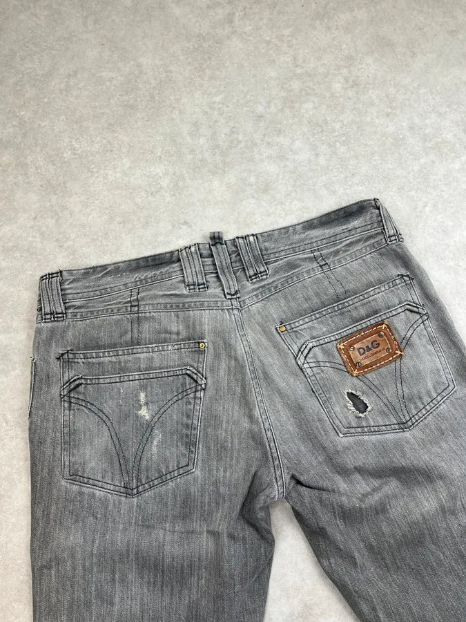 2000s Dolce & Gabbana Grey Light Distressed Denim Jeans oTQrtoM 7