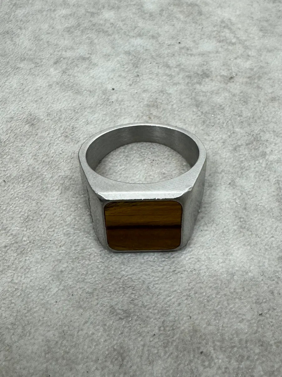 2000s Dolce & Gabbana Grey Marble Effect Steel Signet Ring ikAECAF 0