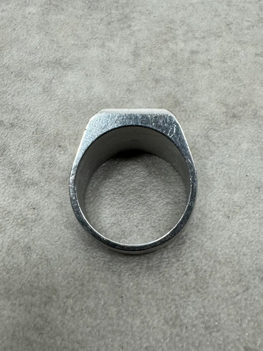 2000s Dolce & Gabbana Grey Marble Effect Steel Signet Ring ikAECAF 5