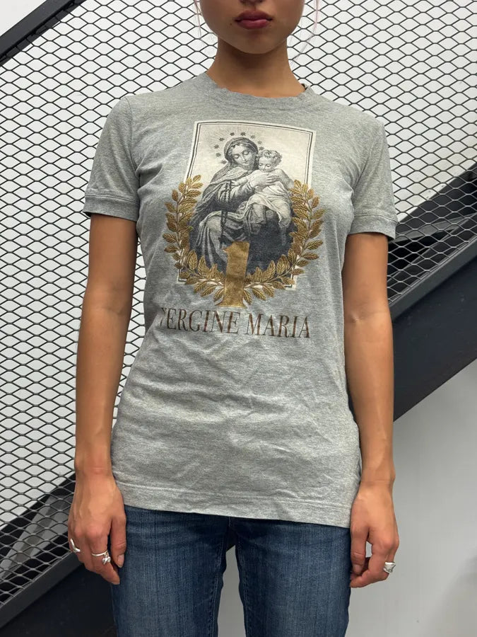SS2013 Dolce & Gabbana Grey Maria Graphic T-Shirt CHTYWpn 2