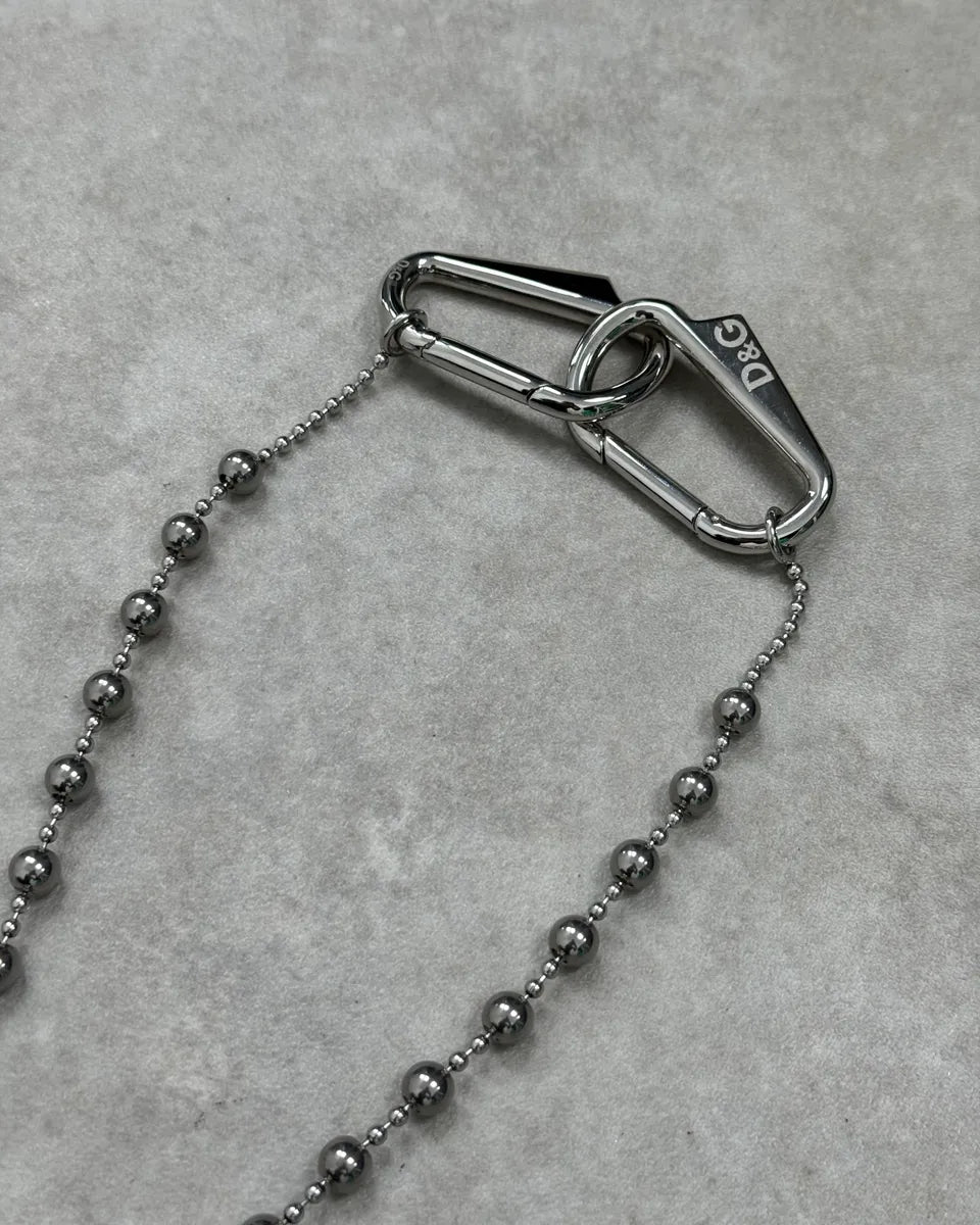 2000s Dolce & Gabbana Grey Metal Beaded Cross Rosary Chain UDBcxnD 4