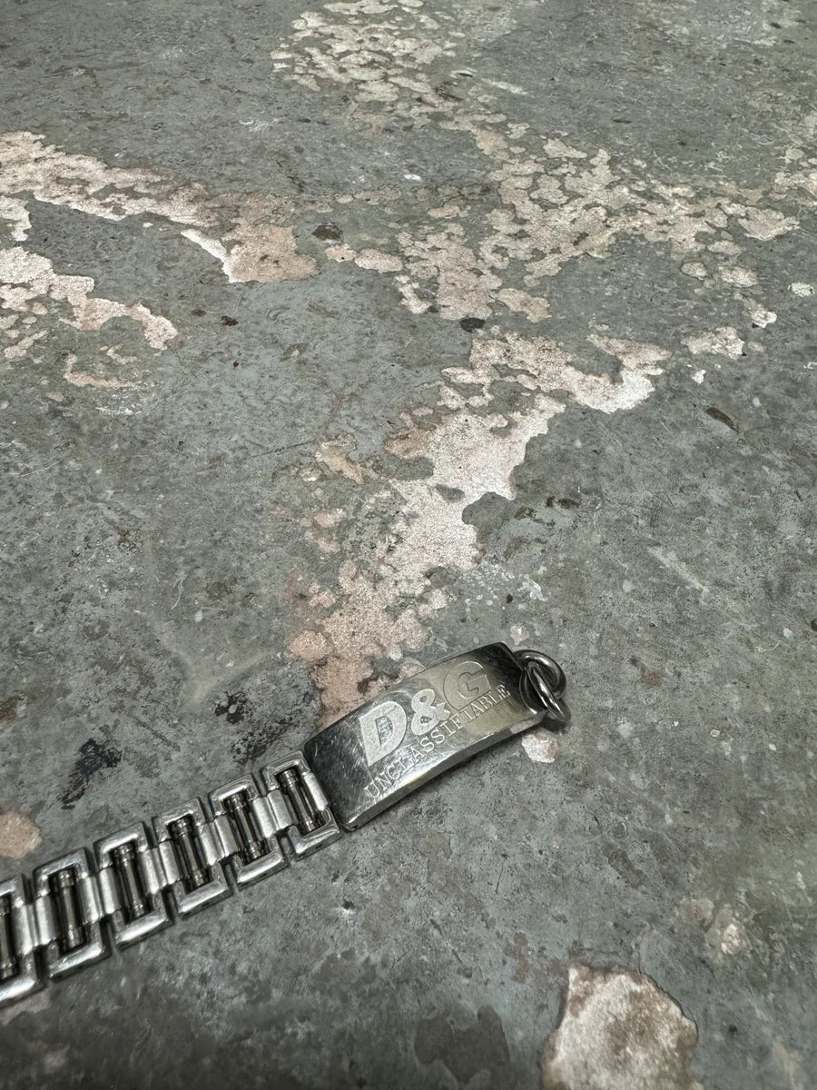 2000s Dolce & Gabbana Grey Metallic Bracelet (OS) 4