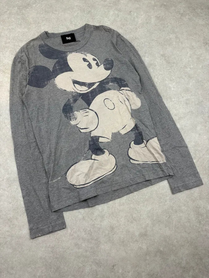 FW2010 Dolce & Gabbana Grey Mickey Mouse Longsleeve T-Shirt  XgTpllr 5