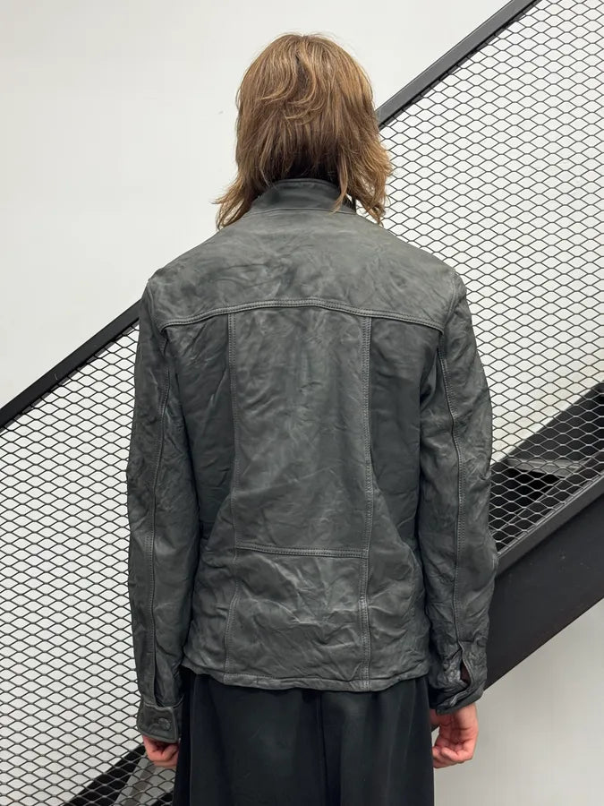 AW2006 Dolce & Gabbana Grey Multi-Pocket Leather Jacket funKcBQ 4