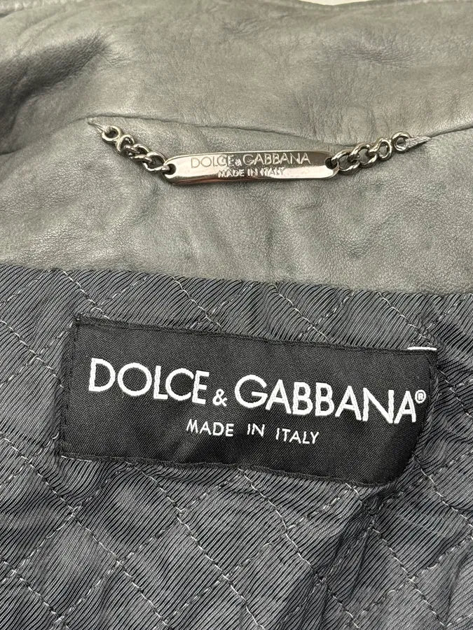 AW2006 Dolce & Gabbana Grey Multi-Pocket Leather Jacket funKcBQ 12