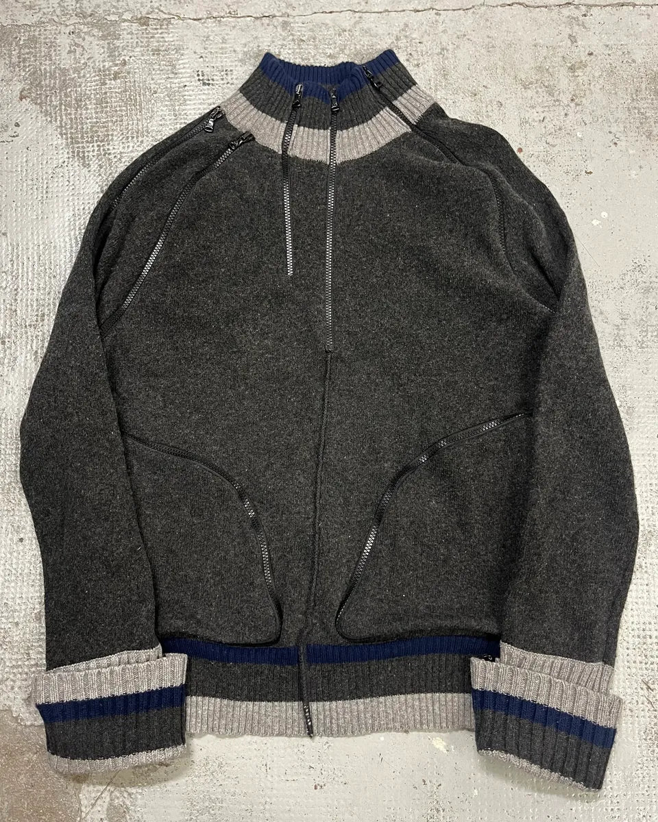 2000s Dolce & Gabbana Grey Multi-Zip Zip-Up Sweater jXtFUvb 0