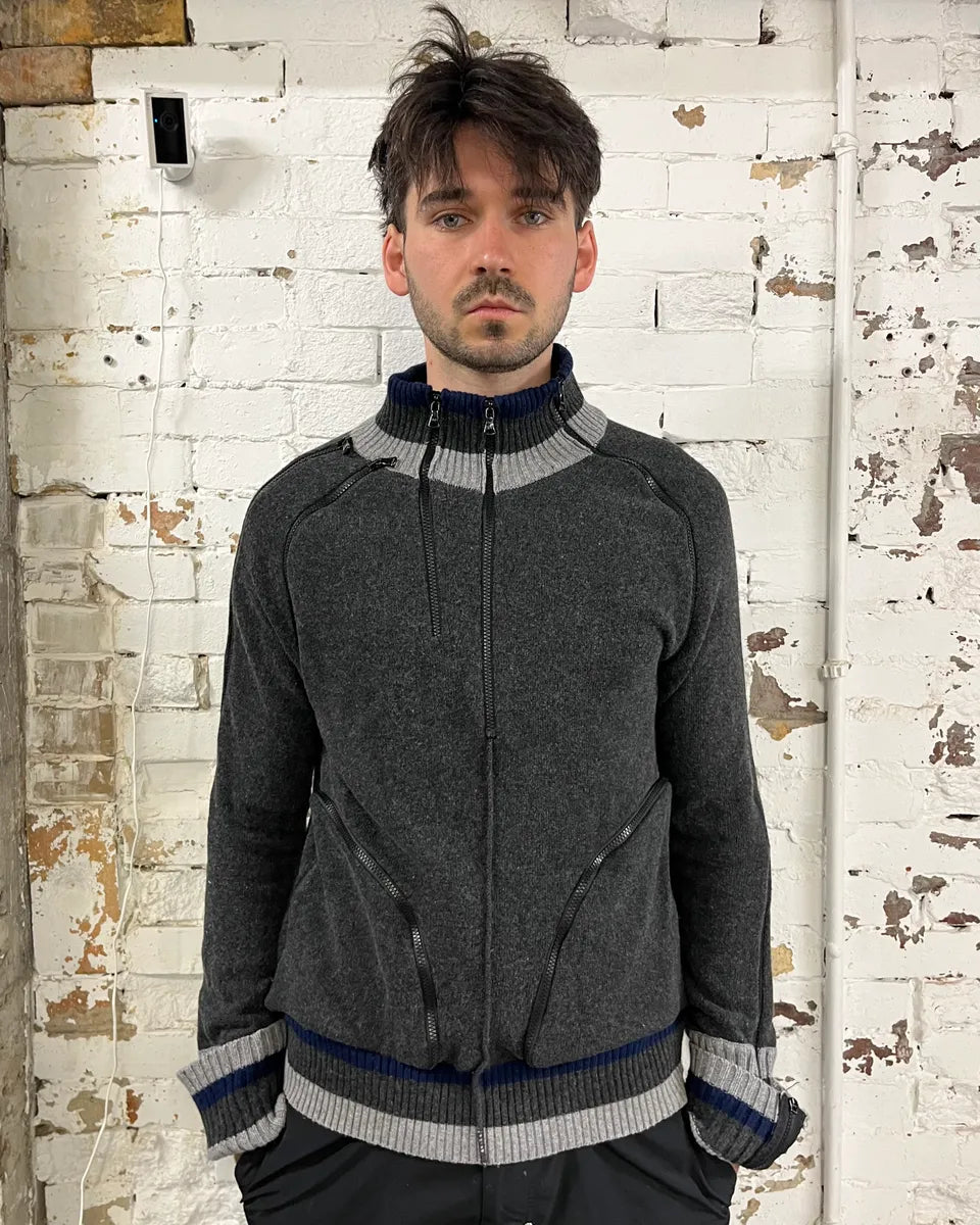2000s Dolce & Gabbana Grey Multi-Zip Zip-Up Sweater jXtFUvb 1
