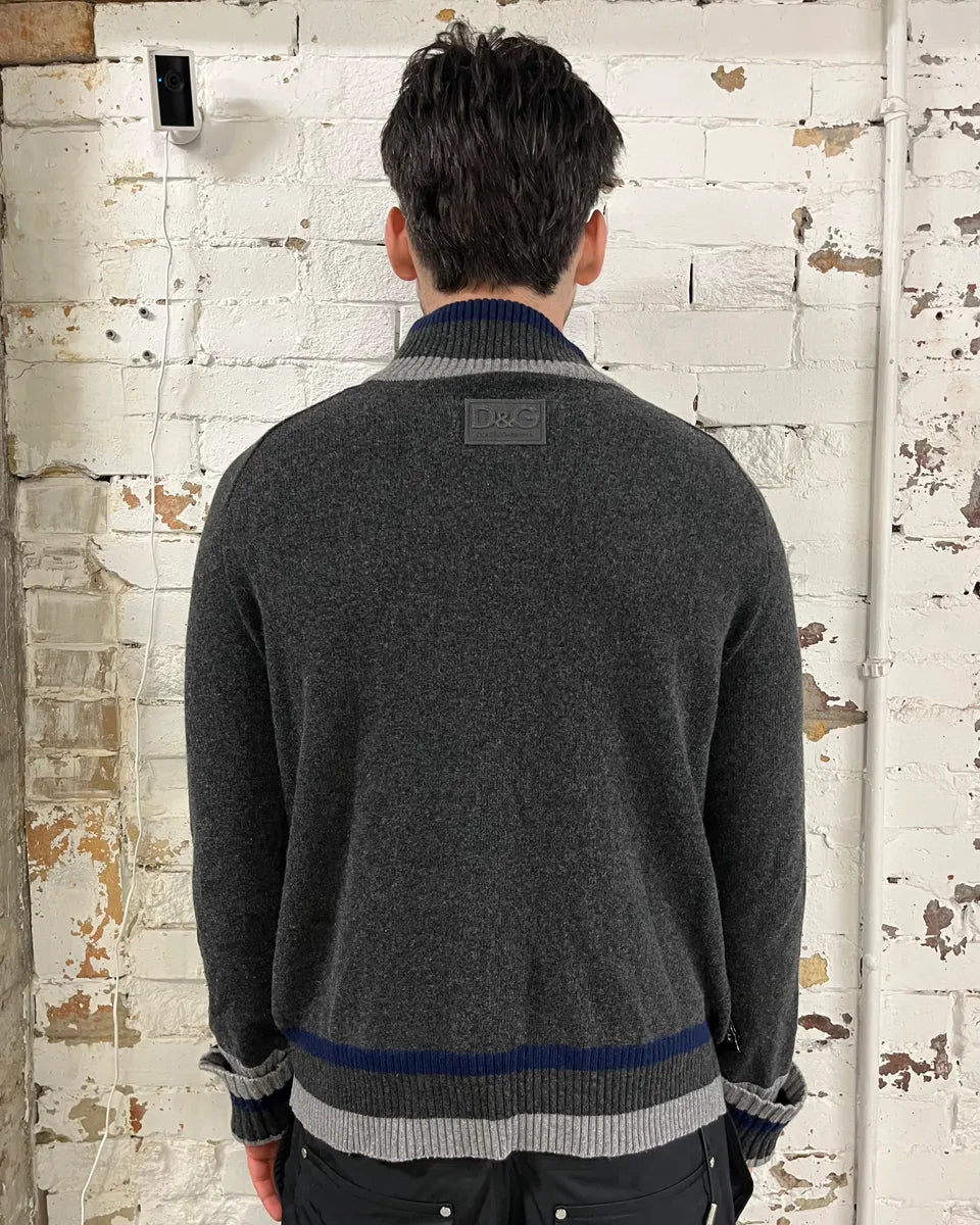 2000s Dolce & Gabbana Grey Multi-Zip Zip-Up Sweater jXtFUvb 2