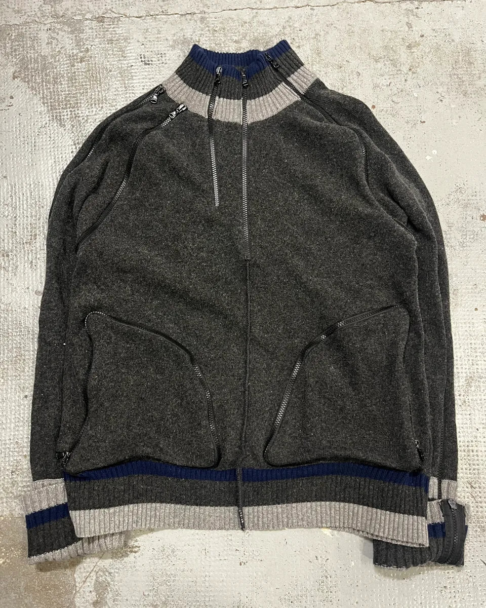 2000s Dolce & Gabbana Grey Multi-Zip Zip-Up Sweater jXtFUvb 3