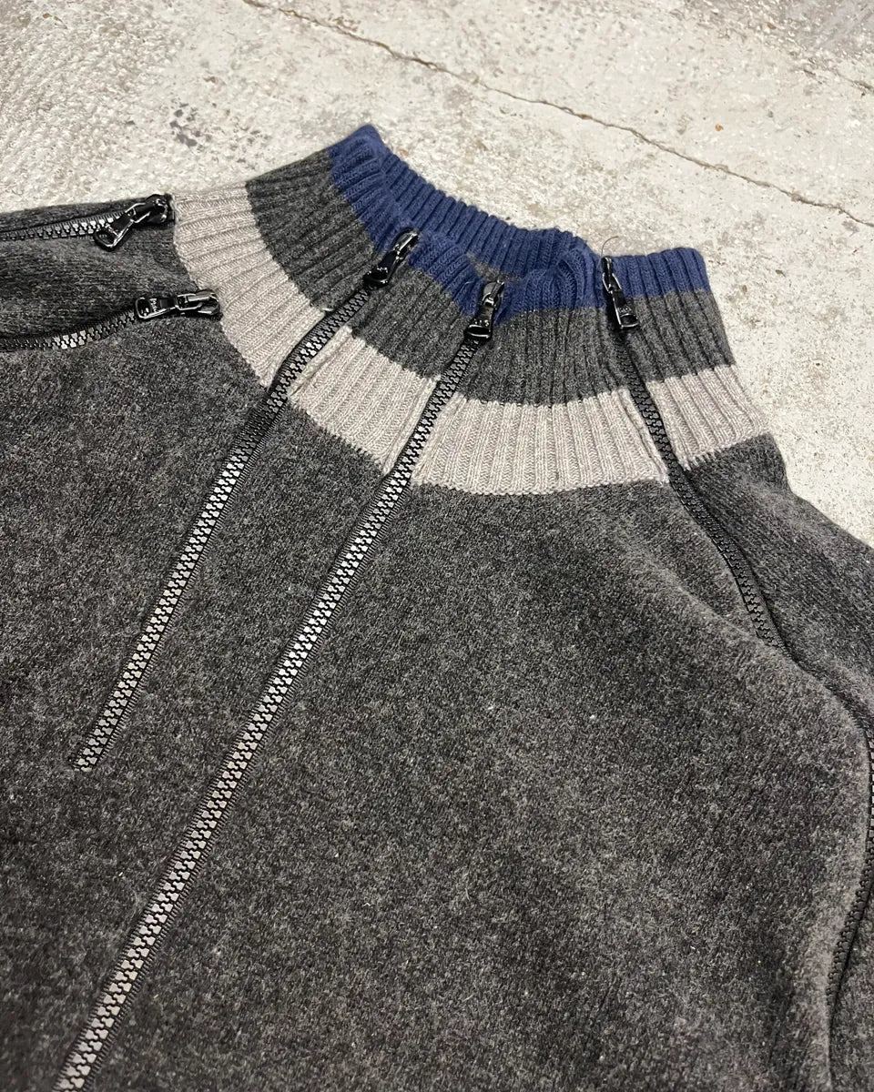 2000s Dolce & Gabbana Grey Multi-Zip Zip-Up Sweater jXtFUvb 4
