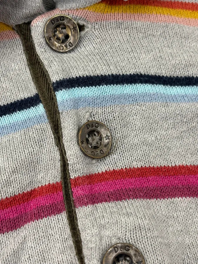 2000s Dolce & Gabbana Grey Multicolored Striped Polo ZzmbAvz 6