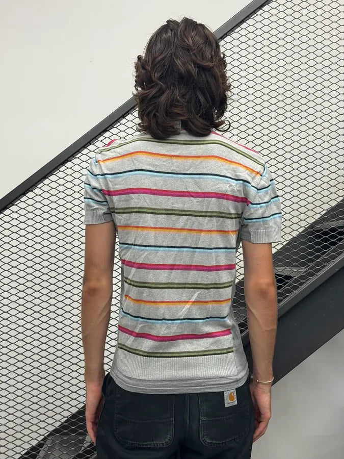 2000s Dolce & Gabbana Grey Multicolored Striped Polo ZzmbAvz 2