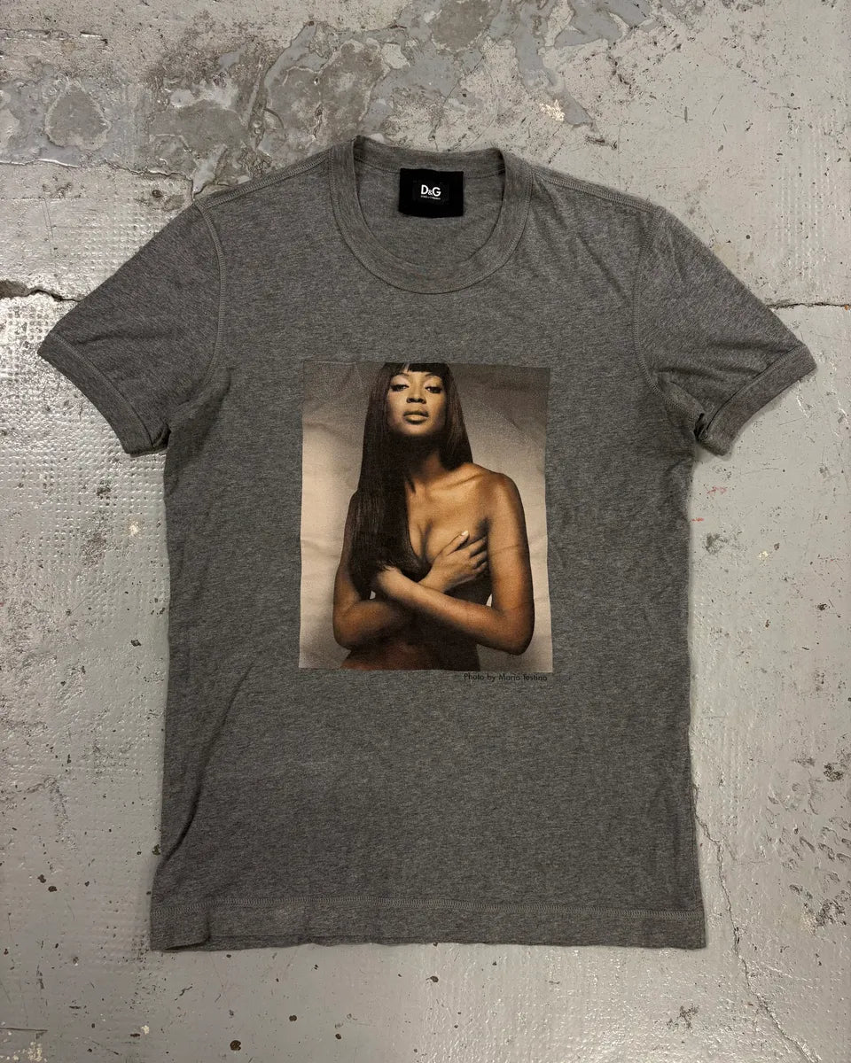 2000s Dolce & Gabbana Grey Naomi Campbell T-Shirt qrbAPtO 0