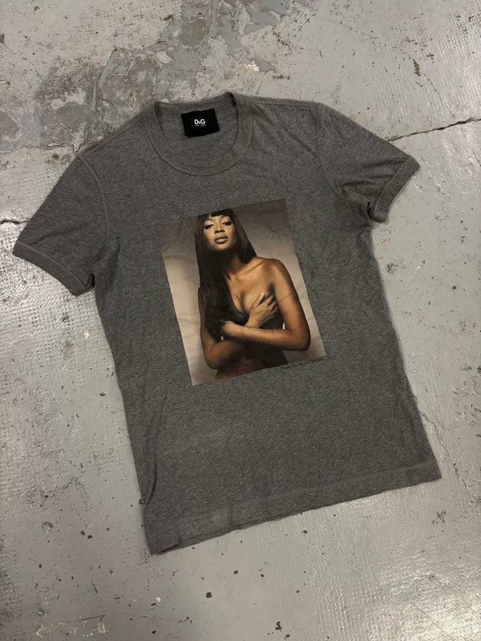 2000s Dolce & Gabbana Grey Naomi Campbell T-Shirt qrbAPtO 3