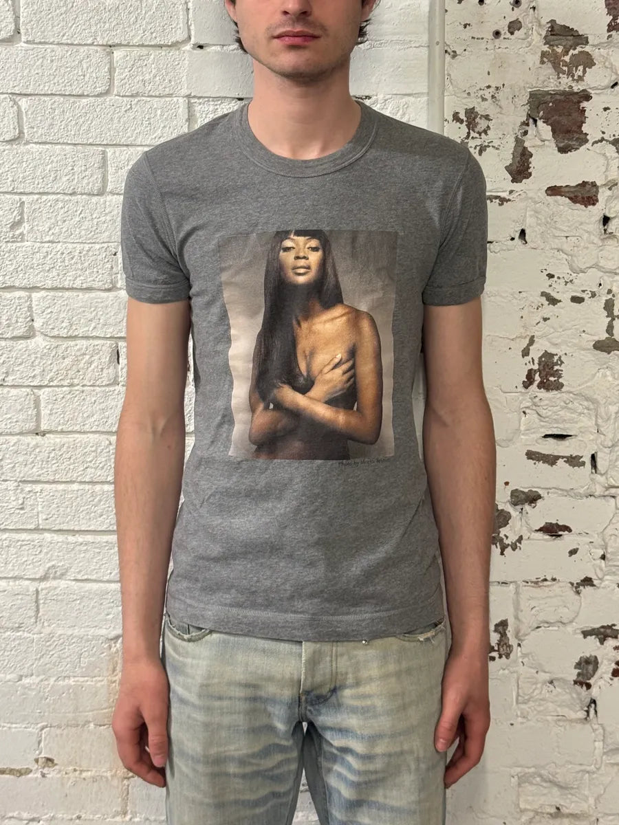 2000s Dolce & Gabbana Grey Naomi Campbell T-Shirt qrbAPtO 1