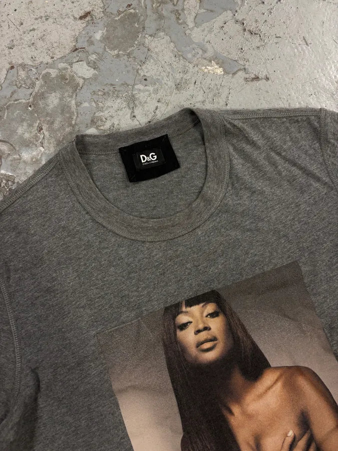 2000s Dolce & Gabbana Grey Naomi Campbell T-Shirt qrbAPtO 4