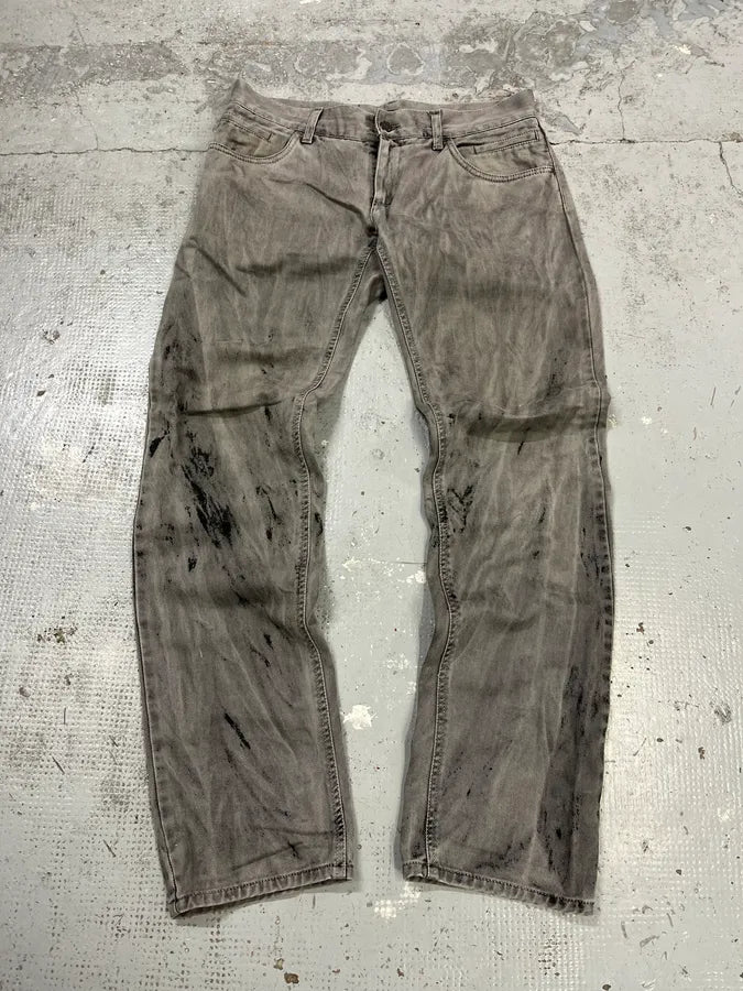 2000s Dolce & Gabbana Grey Painted Denim Jeans SXwVPbx 0