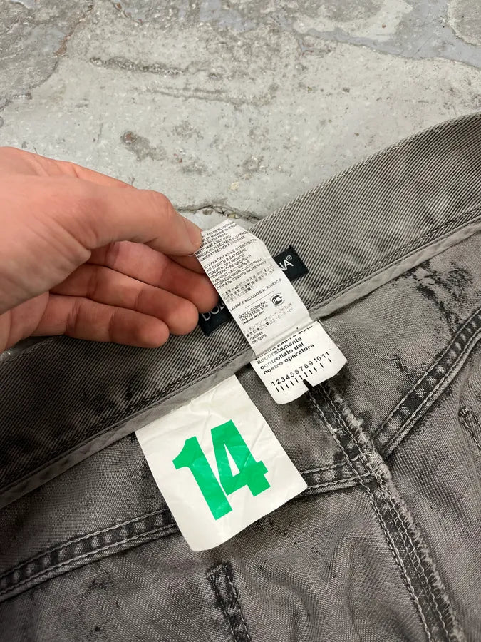 2000s Dolce & Gabbana Grey Painted Denim Jeans SXwVPbx 12