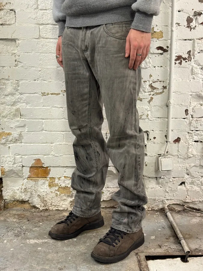 2000s Dolce & Gabbana Grey Painted Denim Jeans SXwVPbx 2