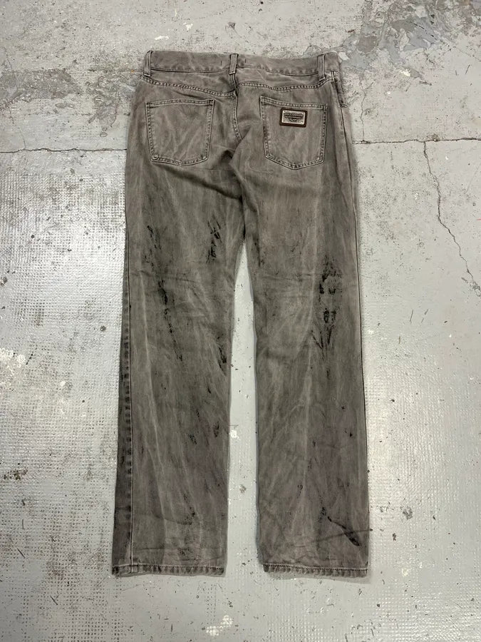 2000s Dolce & Gabbana Grey Painted Denim Jeans SXwVPbx 7