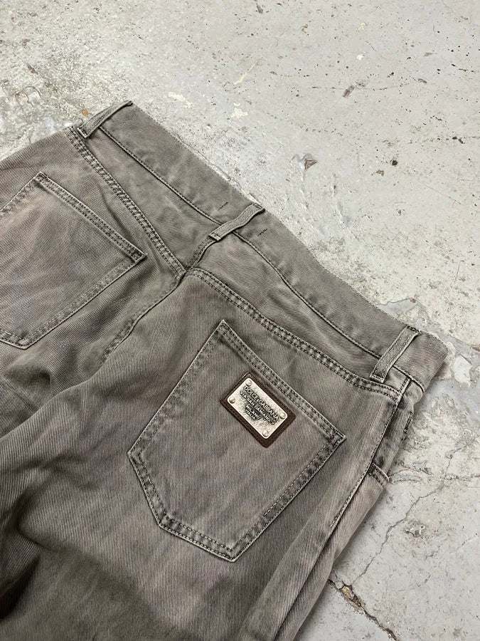 2000s Dolce & Gabbana Grey Painted Denim Jeans SXwVPbx 8
