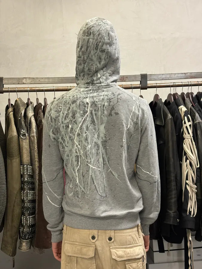 2000s Dolce & Gabbana Grey Painted Zip-up Hoodie bfLxeEn 2