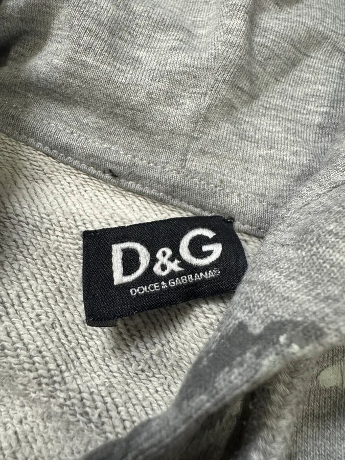2000s Dolce & Gabbana Grey Painted Zip-up Hoodie bfLxeEn 5