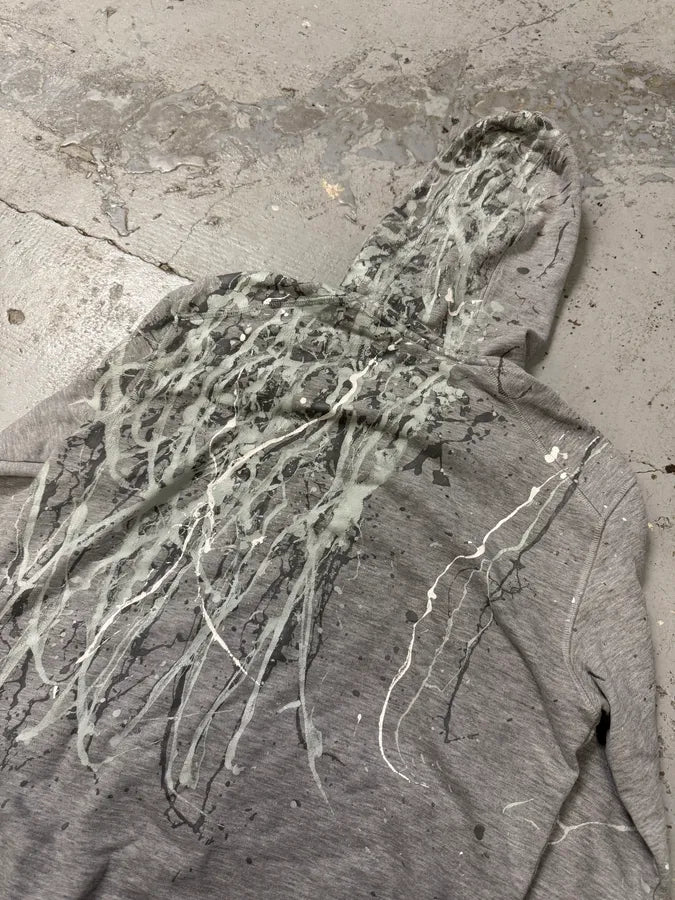 2000s Dolce & Gabbana Grey Painted Zip-up Hoodie bfLxeEn 6