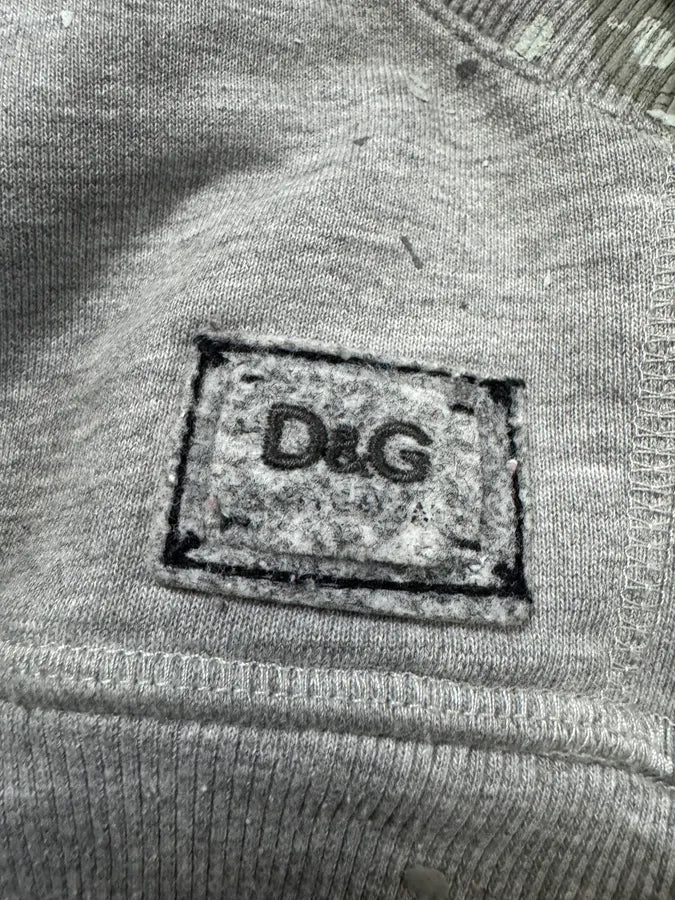 2000s Dolce & Gabbana Grey Painted Zip-up Hoodie bfLxeEn 7