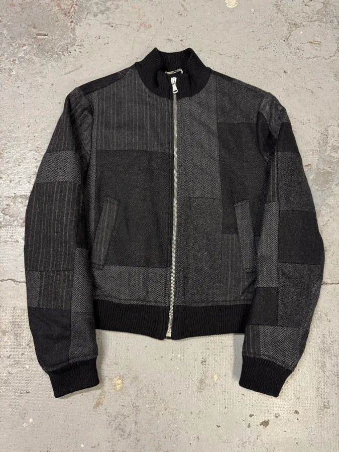 2000s Dolce & Gabbana Grey Patchwork Bomber Jacket RRGwYJH 0
