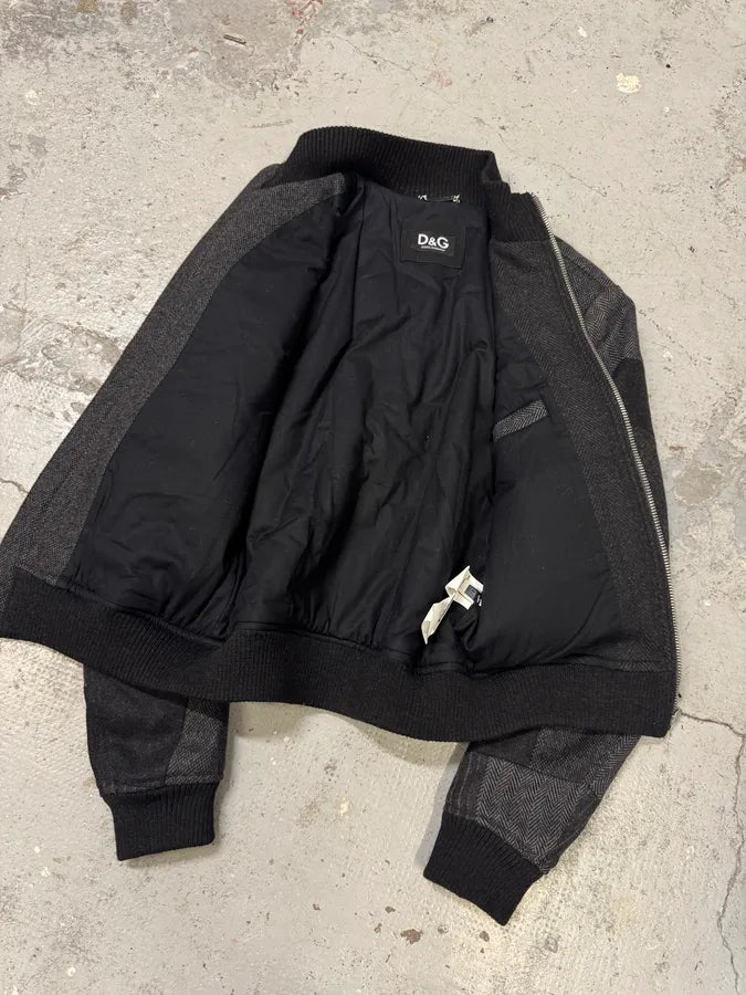 2000s Dolce & Gabbana Grey Patchwork Bomber Jacket RRGwYJH 6