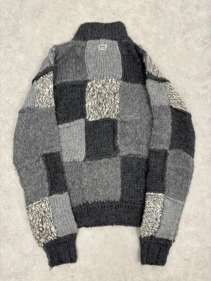 AW2010 Dolce & Gabbana Grey Patchwork Wool Cardigan XVEWPxQ 5