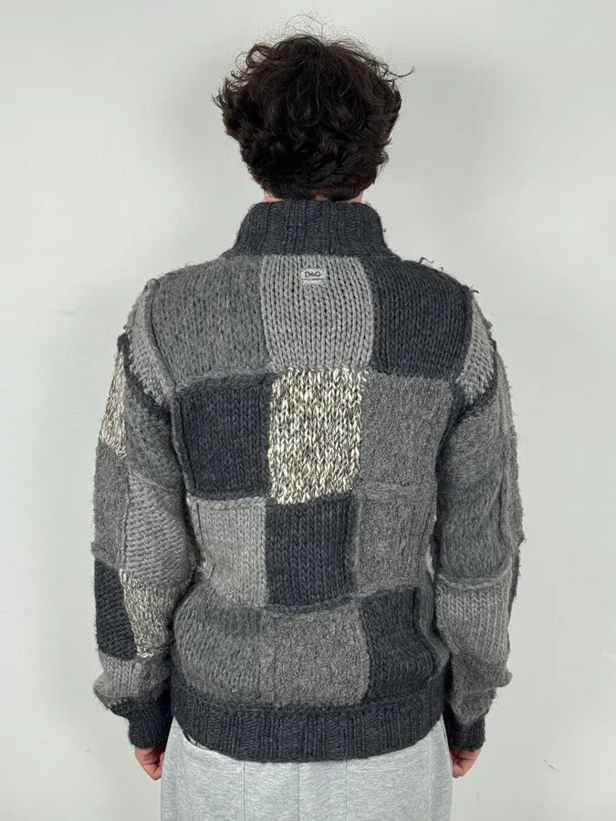 AW2010 Dolce & Gabbana Grey Patchwork Wool Cardigan XVEWPxQ 2
