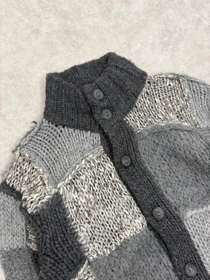 AW2010 Dolce & Gabbana Grey Patchwork Wool Cardigan XVEWPxQ 4