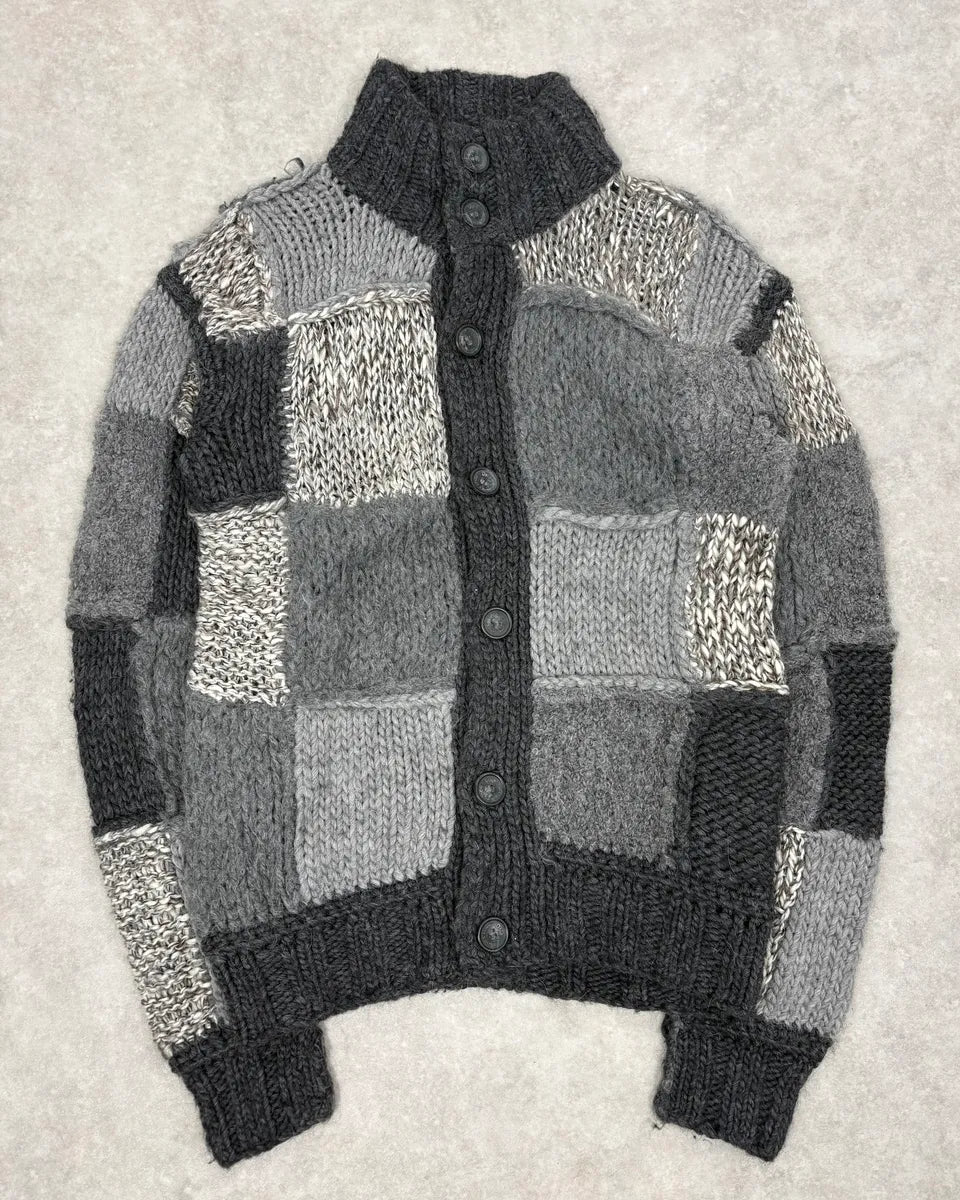 AW2010 Dolce & Gabbana Grey Patchwork Wool Cardigan XVEWPxQ 0