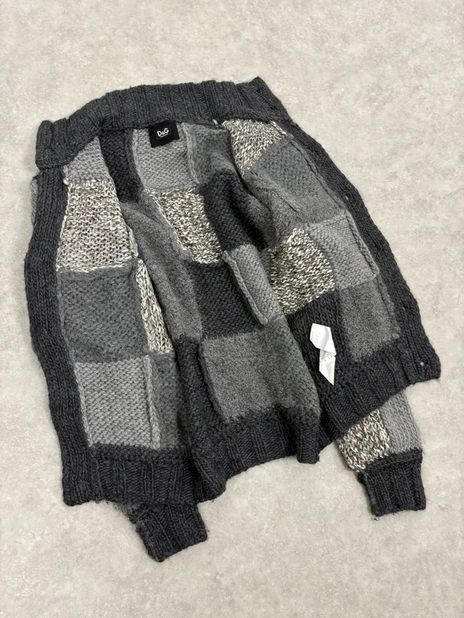 AW2010 Dolce & Gabbana Grey Patchwork Wool Cardigan XVEWPxQ 6