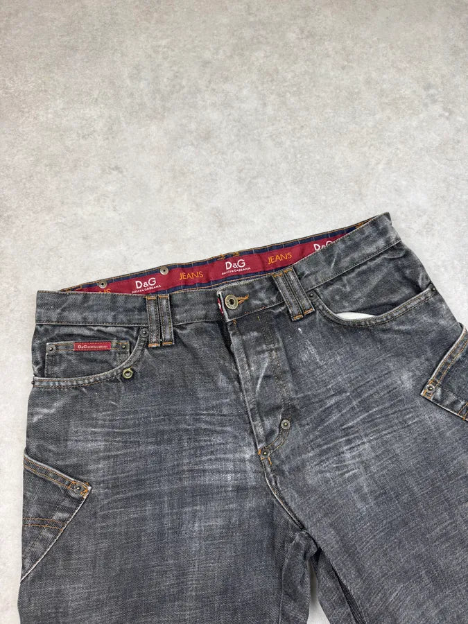 AW2003 Dolce & Gabbana Grey Raw Denim Straight Jeans DlUjcAC 5
