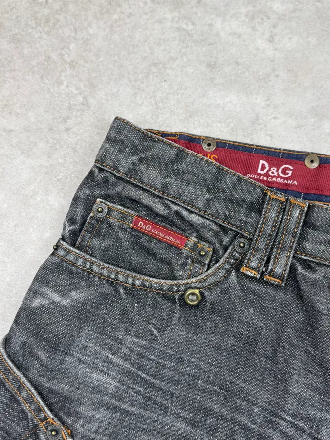AW2003 Dolce & Gabbana Grey Raw Denim Straight Jeans DlUjcAC 9