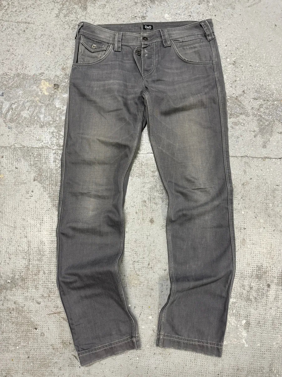 2000s Dolce & Gabbana Grey Raw Denim Straight Jeans KAJbJdt 1