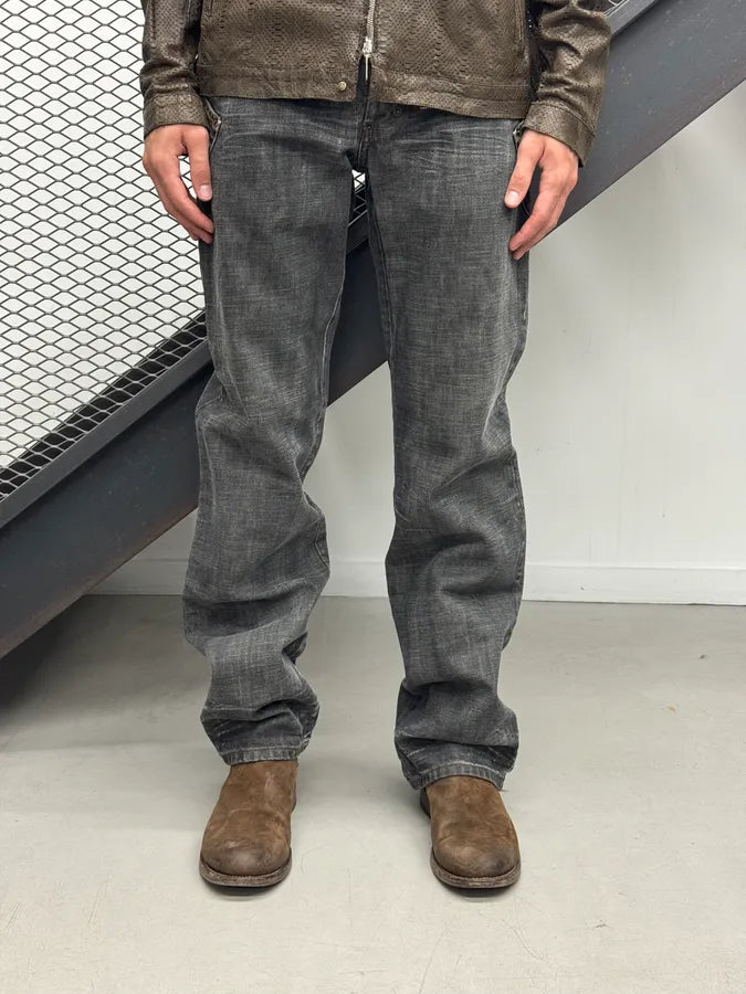 AW2003 Dolce & Gabbana Grey Raw Denim Straight Jeans DlUjcAC 1