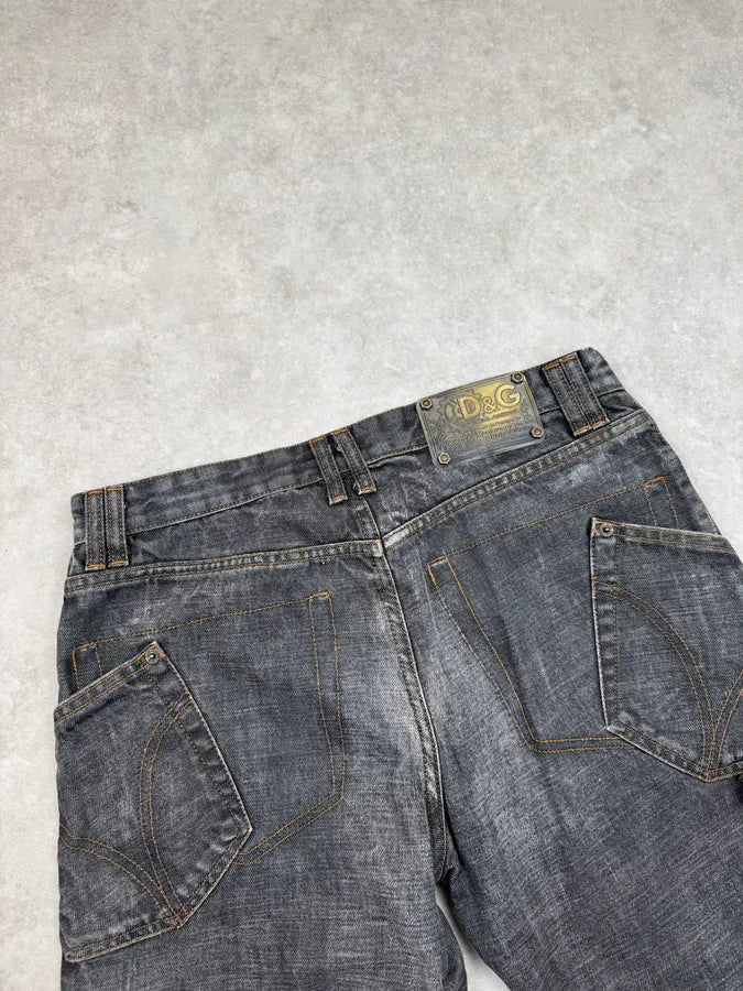 AW2003 Dolce & Gabbana Grey Raw Denim Straight Jeans DlUjcAC 7