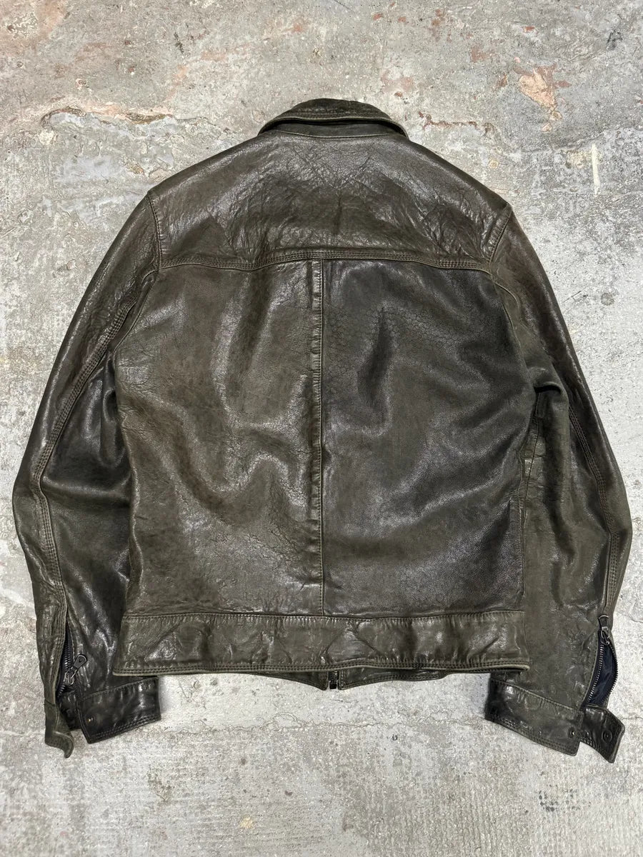 2000s Dolce & Gabbana Grey Raw Pure Leather Jacket (S) ParXmVS 1