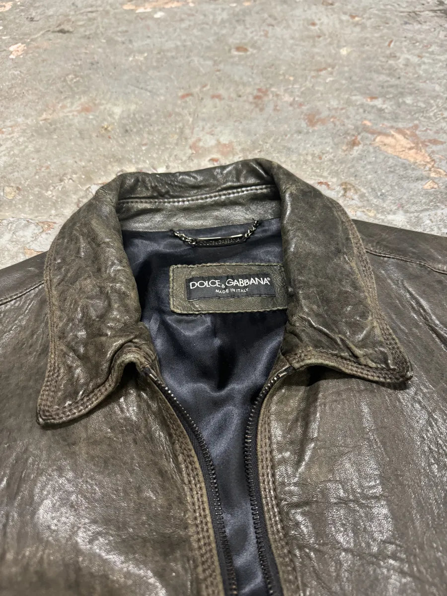 2000s Dolce & Gabbana Grey Raw Pure Leather Jacket (S) ParXmVS 11