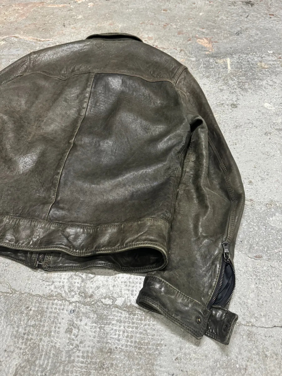 2000s Dolce & Gabbana Grey Raw Pure Leather Jacket (S) ParXmVS 6