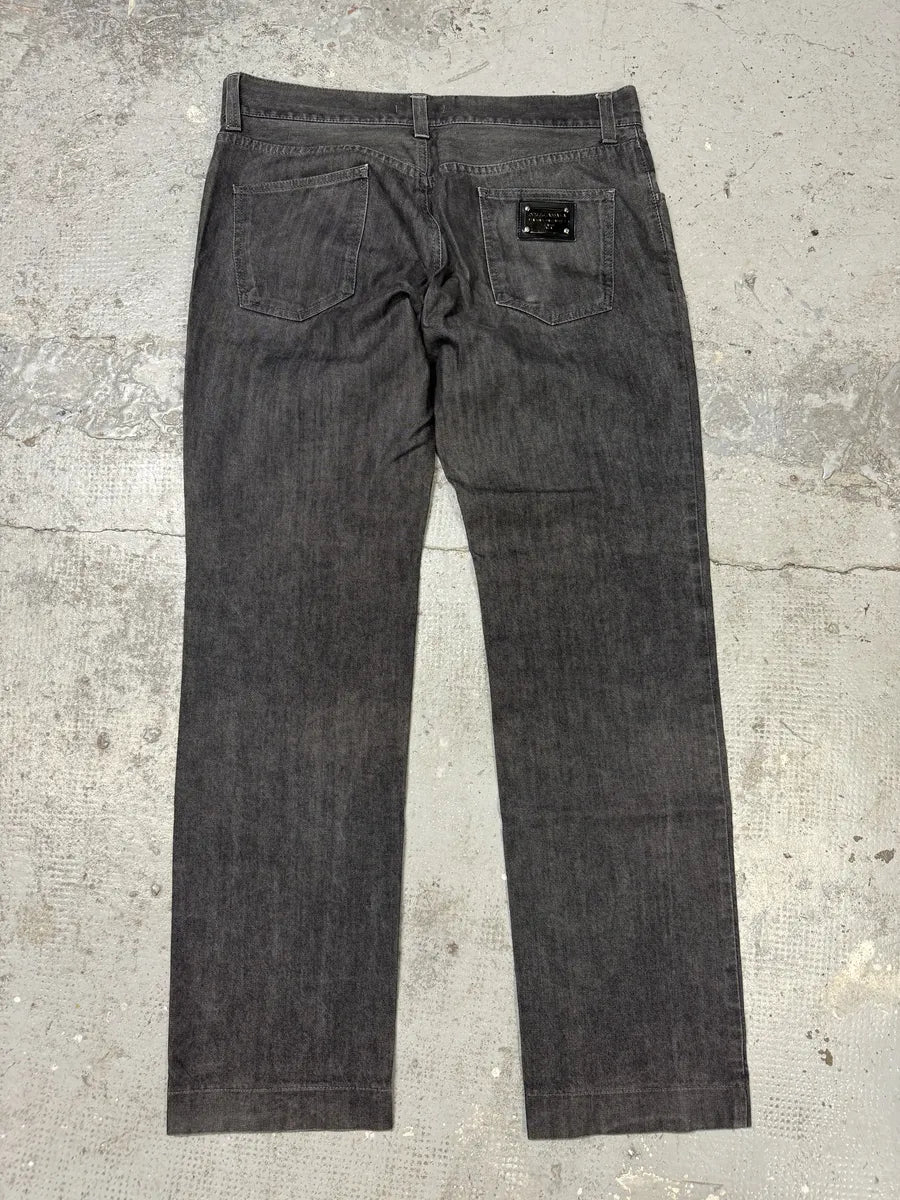 2000s Dolce & Gabbana Grey Raw Straight Denim Jeans pKCScox 4