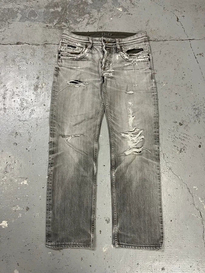 2000s Dolce & Gabbana Grey Ripped Denim Jeans OmaoQwt 0