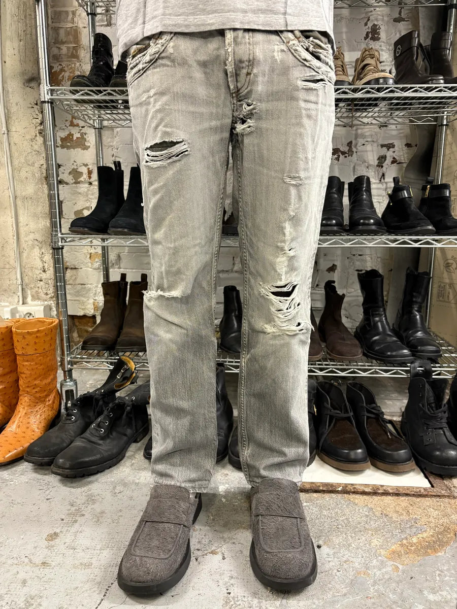 2000s Dolce & Gabbana Grey Ripped Denim Jeans OmaoQwt 1