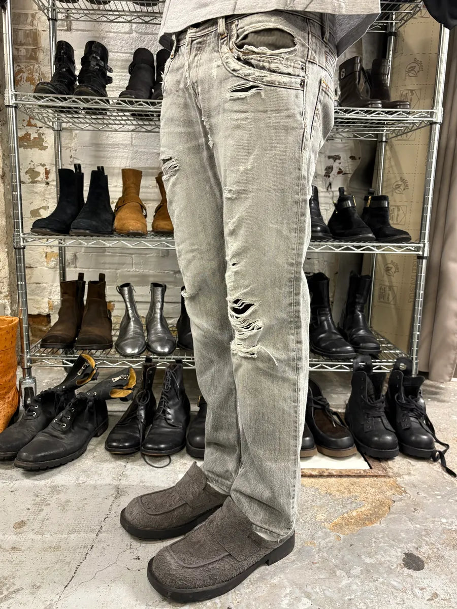 2000s Dolce & Gabbana Grey Ripped Denim Jeans OmaoQwt 2