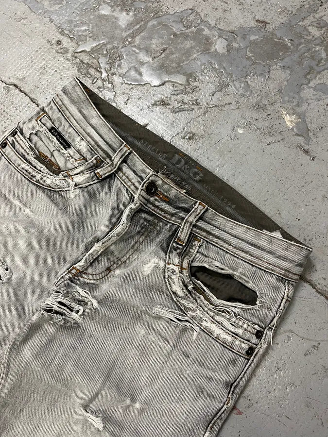 2000s Dolce & Gabbana Grey Ripped Denim Jeans OmaoQwt 4